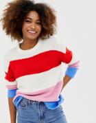 Brave Soul Ahoy Wide Stripe Sweater - Cream