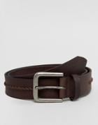 New Look Leather Belt With Weave Detail In Brown - Brown