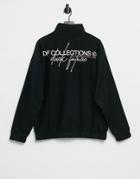 Asos Dark Future Half Zip Track Sweatshirt In Polar Fleece With Logo Back Print In Black