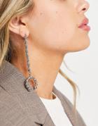 Topshop Barbell Chain Drop Earrings In Silver