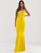 Lipsy Cowl Neck Maxi Dress In Yellow