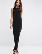 Asos Embellished Collar Neck Maxi Dress - Black