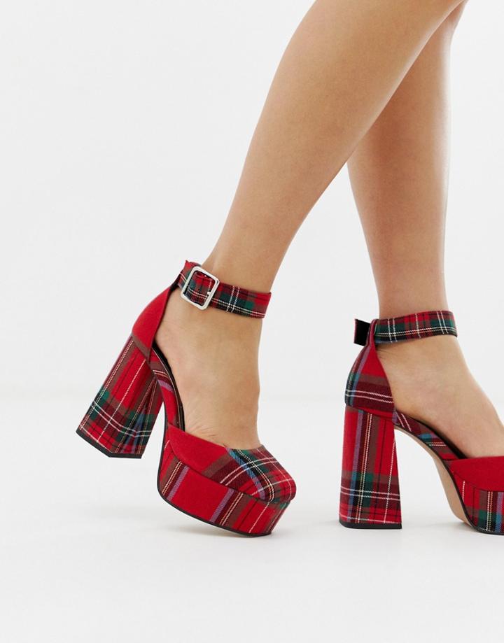 Asos Design Porcelain Platform High Heels - Red
