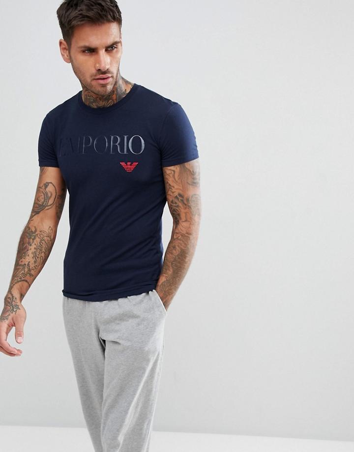 Emporio Armani Muscle Fit Large Logo T-shirt In Navy - Navy