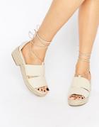 Asos Ticker Tie Leg Espadrille - Beige
