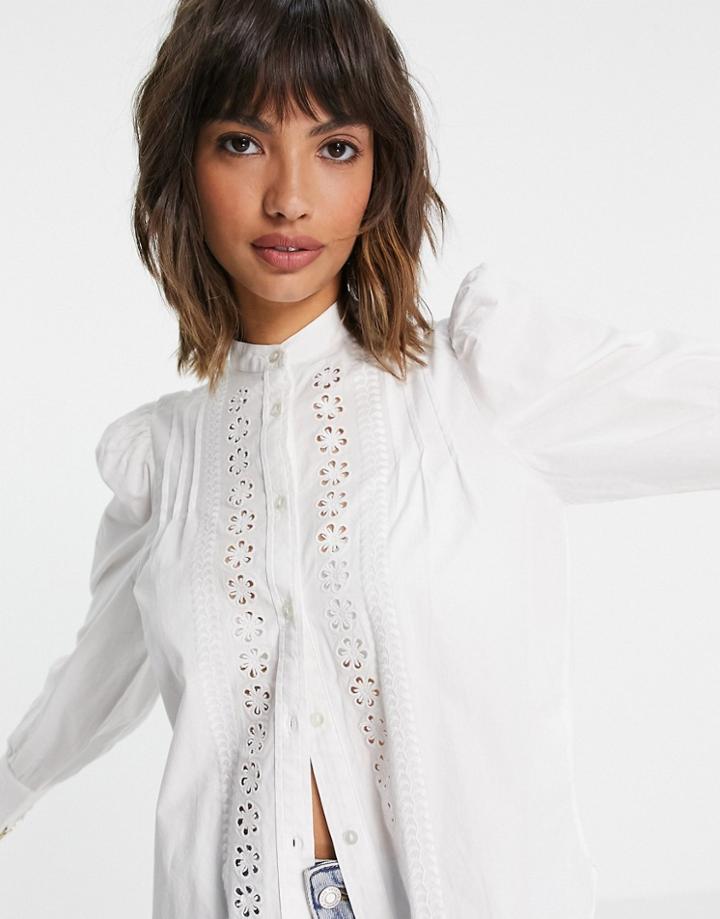 & Other Stories Organic Cotton Broderie Blouse In Off-white
