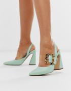 Asos Design Program Block Heeled High Shoes In Mint-green