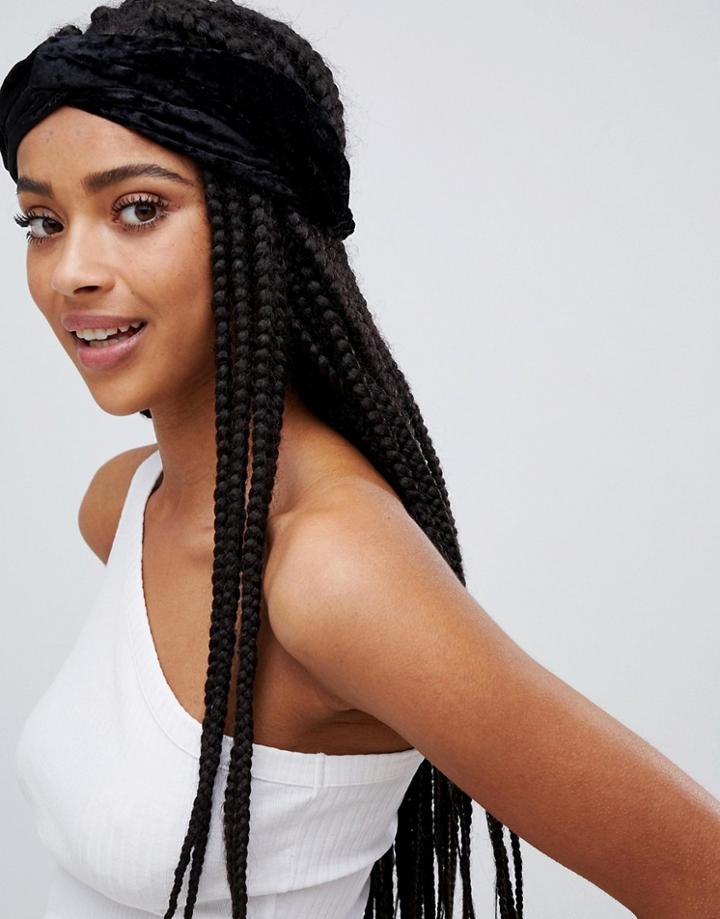 Monki Velvet Headband In Black - Brown