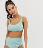 Asos Design Fuller Bust Exclusive High Waist Bikini Bottom In Shiny Mint - Green