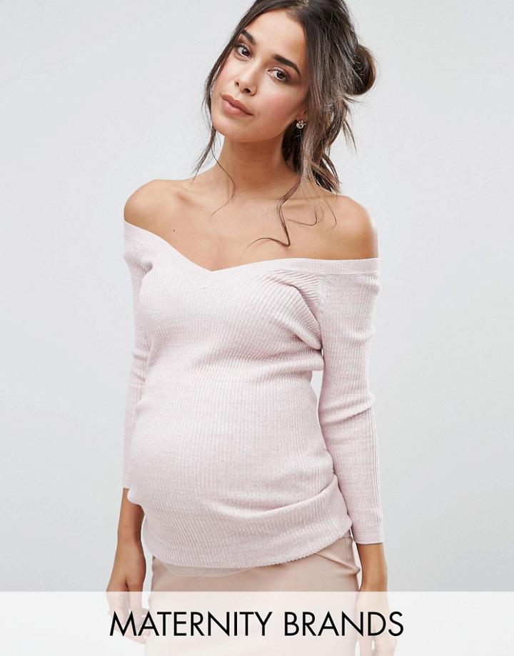 New Look Maternity Fine Gauge V Neck Sweater - Pink