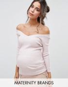 New Look Maternity Fine Gauge V Neck Sweater - Pink