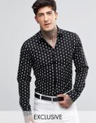 Noose & Monkey Shirt With Over Cross Print - Black