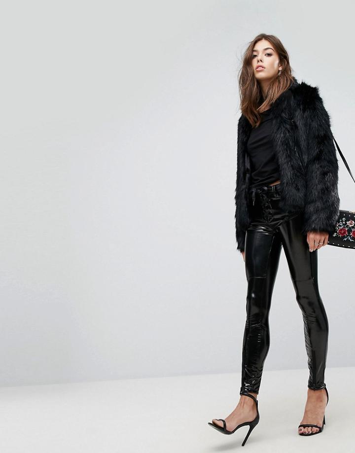 Blank Nyc Vinyl Pants With Lace Up Front - Black