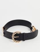 Asos Design Waist And Hip Jeans Belt With Chain Detailing In Black