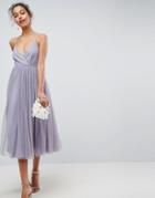 Asos Pinny Extreme Tulle Mesh Midi Dress-multi