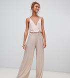 New Look Wrap Jumpsuit In Shimmer-pink
