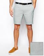 Asos Slim Fit Shorts In Oxford - Green