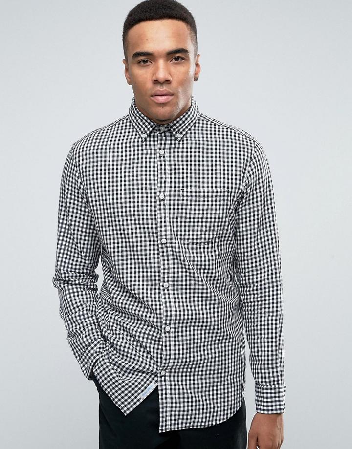 Jack & Jones Gingham Shirt With Button Down Collar In Slim Fit - White