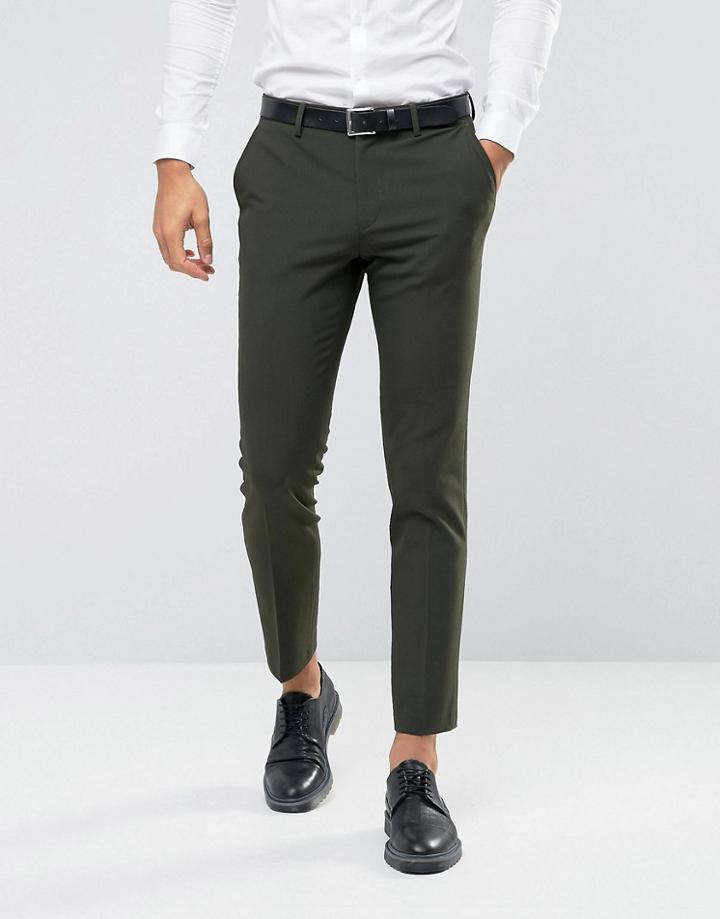 Asos Skinny Suit Pants In Khaki - Green