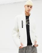 Sweet Sktbs Sherpa Zip Sweater In White - White