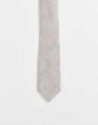Asos Design Recycled Slim Tie With Ditsy Floral Design In Sliver-silver