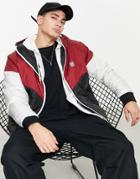 Guess Hooded Reversible Waterproof Jacket In Black/burgundy With Logo-multi