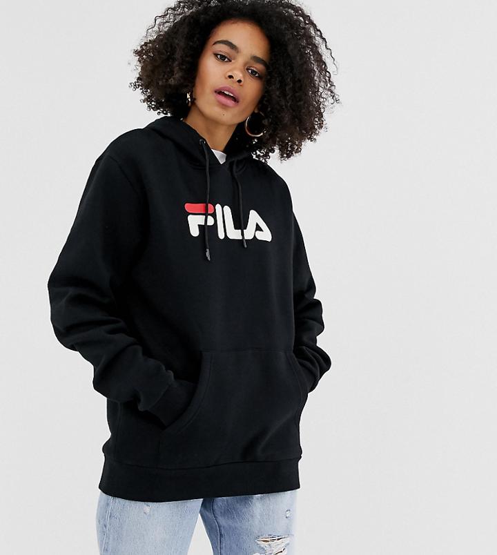 Fila Oversized Boyfriend Hoodie With Front Logo-black