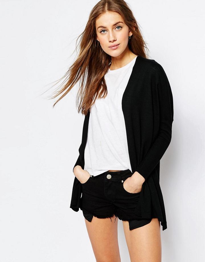 Asos Fine Cardigan In Boxy Shape - Black