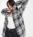 Heartbreak Petite Oversized Shirt In Black Check-multi