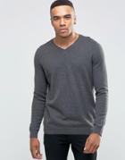 New Look V Neck Sweater In Gray - Gray