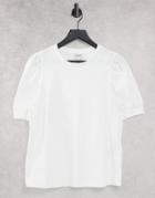 Vero Moda Aware Cotton T-shirt With Puff Sleeves In White - White