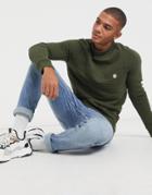 Le Breve High Funnel Neck Sweatshirt Mix And Match In Khaki-green