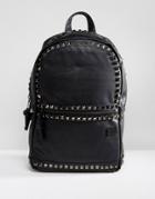 Spiral Backpack With Studs In Faux Leather - Black
