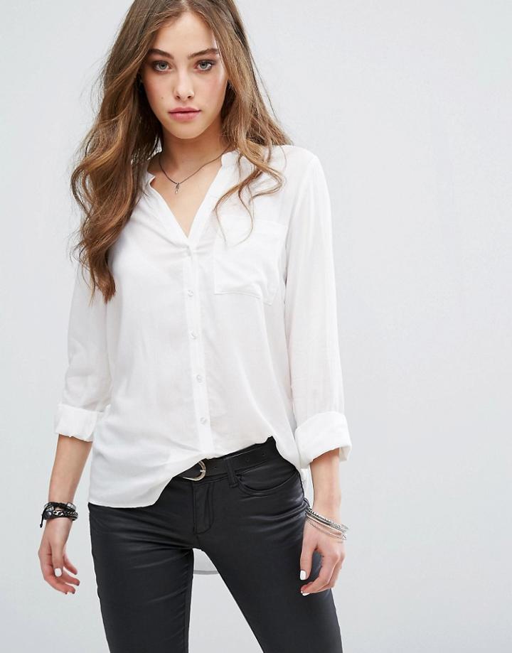 Vero Moda Woven Button Front Blouse - White