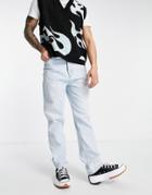Asos Design Dad Jeans In Vintage Light Wash-blues