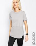 Asos Tall Contrast Ribbed Panel T-shirt - Gray