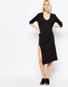 Weekday Dress With Front Slit Detail - Black