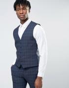 Selected Wedding Check Vest - Navy