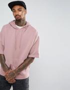 Asos Oversized Short Sleeve Hoodie - Pink