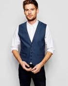 Selected Homme Vest With Lapel In Skinny Fit - Blue