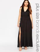 Truly You Plunge Front Sleeveless Maxi Dress - Black