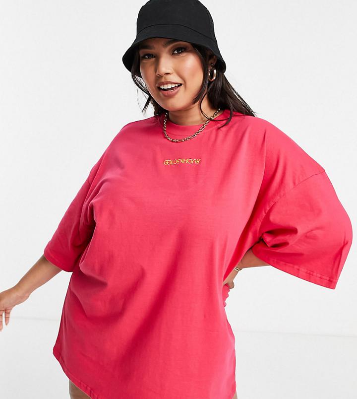 Public Desire Curve Oversized T-shirt Dress In Fuchsia-pink