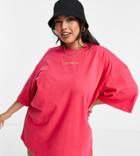 Public Desire Curve Oversized T-shirt Dress In Fuchsia-pink
