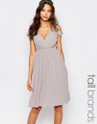 Tfnc Tall Wedding Wrap Front Midi Dress - Gray