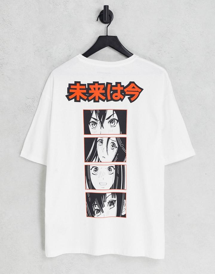 Jack & Jones Originals Oversized T-shirt With Manga Print In White