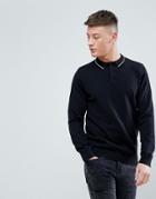 New Look Long Sleeve Polo With Contrast Collar In Black - Black