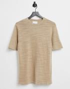 Asos Design Knit Slub Linen T-shirt In Oatmeal-neutral