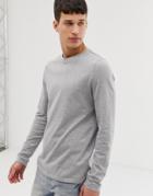 Asos Design Long Sleeve T-shirt In Gray Marl