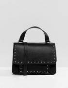 Pull & Bear Studded Top Handle Crossbody Bag - Black