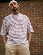 Asos Design Oversized T-shirt With Velour Stripe-multi